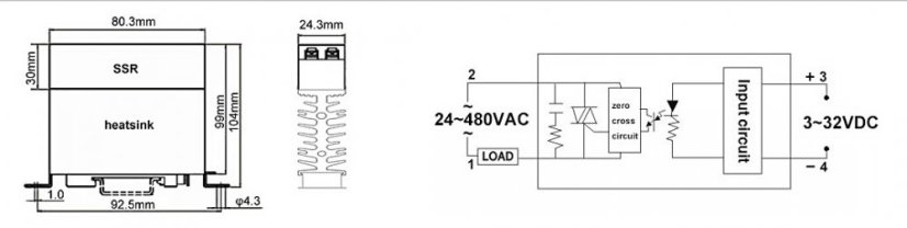 AC-AC Slim SSR DIN Relay 15A, 25A, 40A - Rated load current: 15A