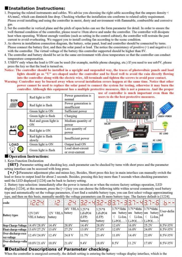 Original WINCONG SL02B 12V/24V Solar PWM Regulator