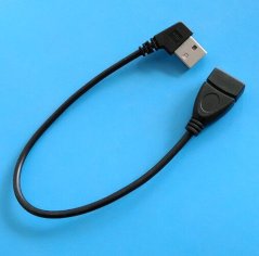 USB 2.0 prodlužovací kabel A-A typ M ve tvaru L pravý - 20 cm