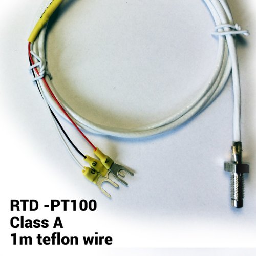 RTD PT100 Teplotní čidlo - 1m M6 se závitem a teflonovým kabelem