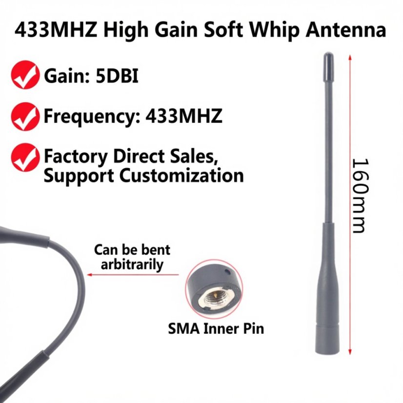 Vysokozisková 433MHz flexibilní anténa
