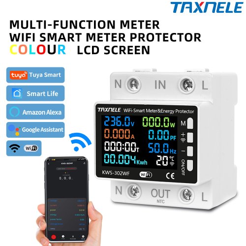 Tuya WiFi 8v1 elektroměr 170-270V/63A