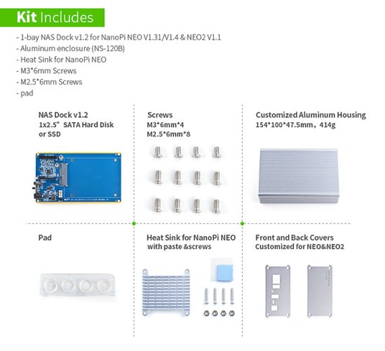 1-bay NAS Kit v1.2 pro NanoPi NEO&NEO2