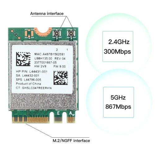 Realtek RTL8822CE M.2 NGFF síťová karta s Bluetooth 5.0