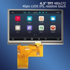 4.3" TFT LCD displej 480x272 RT 40pin