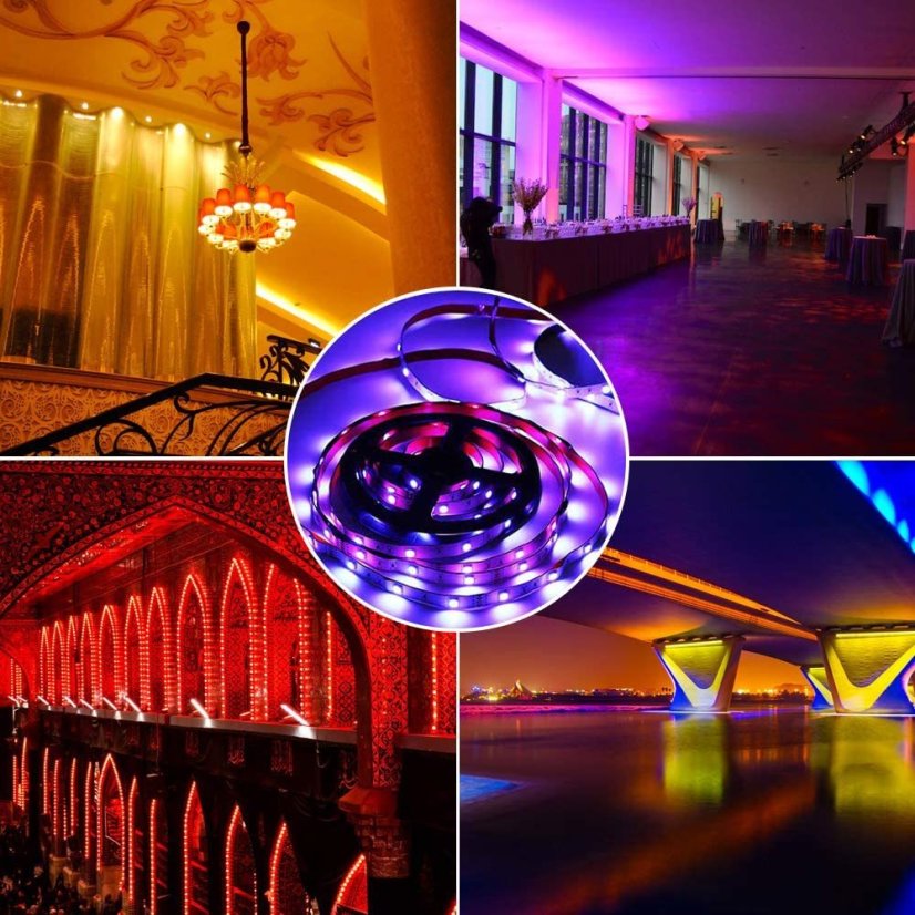 RGB LED Pás 5m Sada s Adaptérem a Ovladačem
