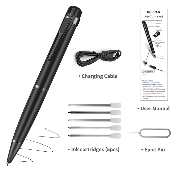 W10  - Ballpoint Pen with HD Camera and Recorder, 1080p