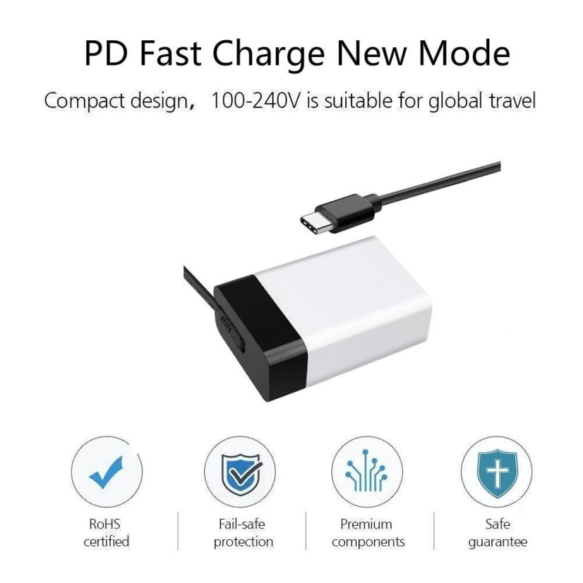 USB C PD QC3.0 AC adaptér s rychlým nabíjením neoriginální