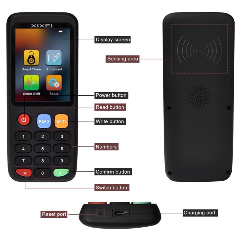 X7 univerzální RFID čtečka a duplikátor karet