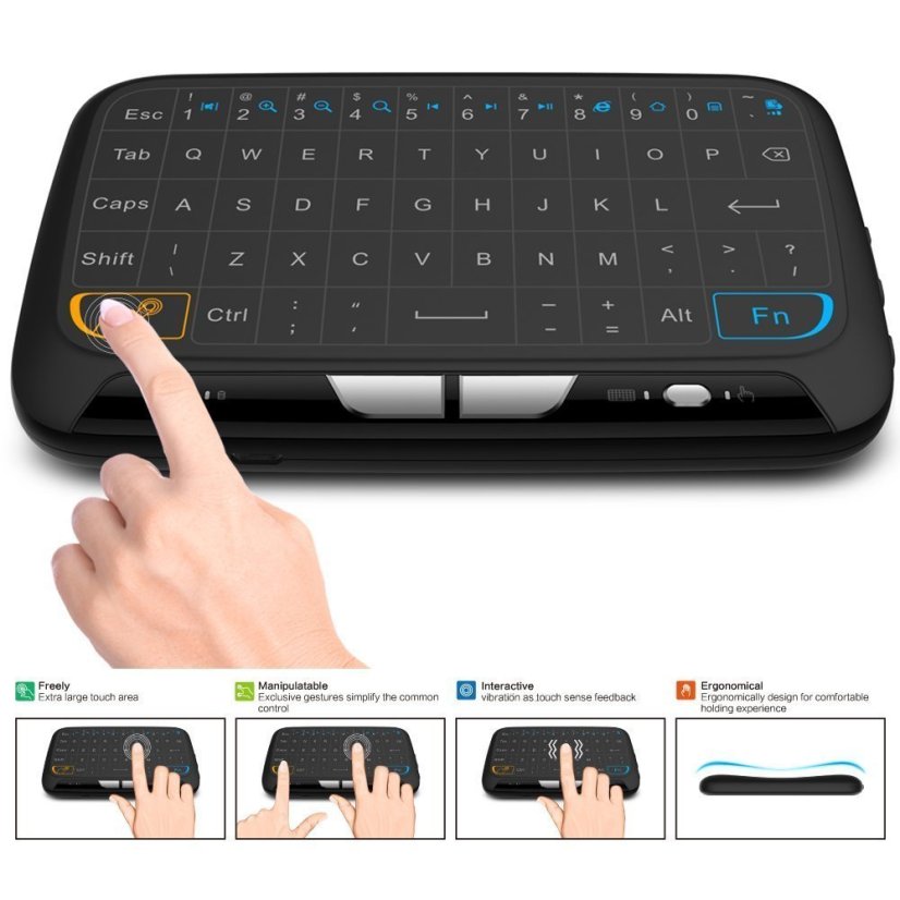 H18 Mini Touchpad Keyboard - Wireless QWERTY Keyboard with Touchpad