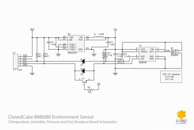 BME680 Senzor kvality vzduchu s ultra nízkým výstupem 1.8V