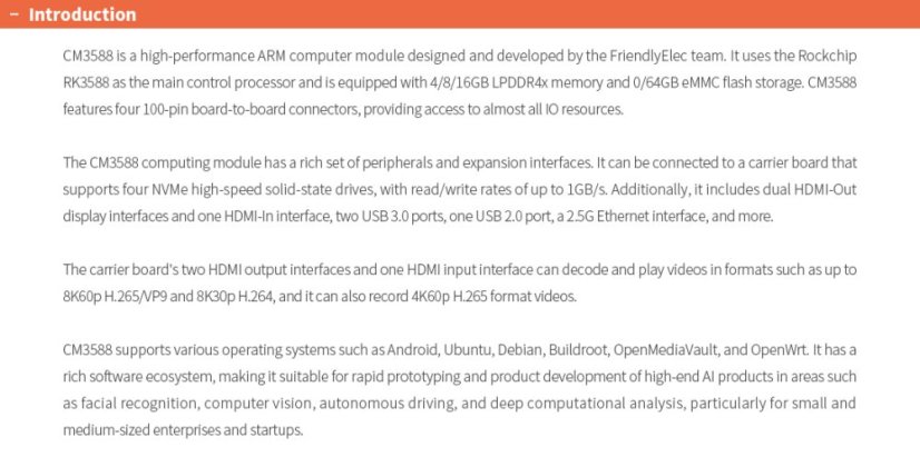 CM3588+ Komplete Sada s Kovovým Krytem - RAM paměť a eMMC disk: 16GB + 64GB