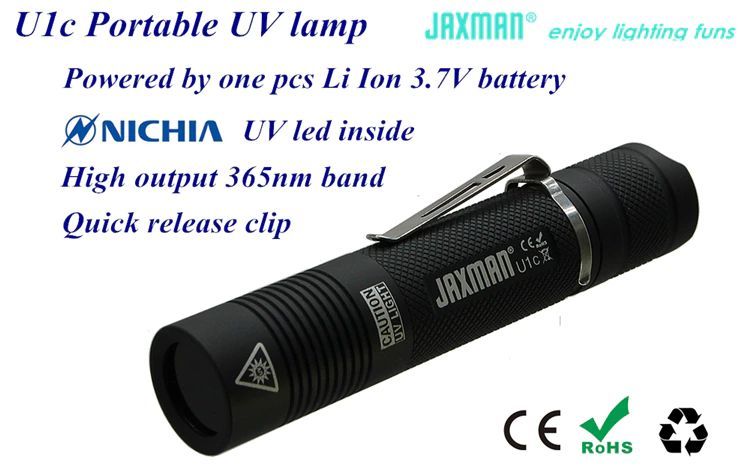 JAXMAN U1c 365nm UV LED Flashlight with ZWB2 Filter