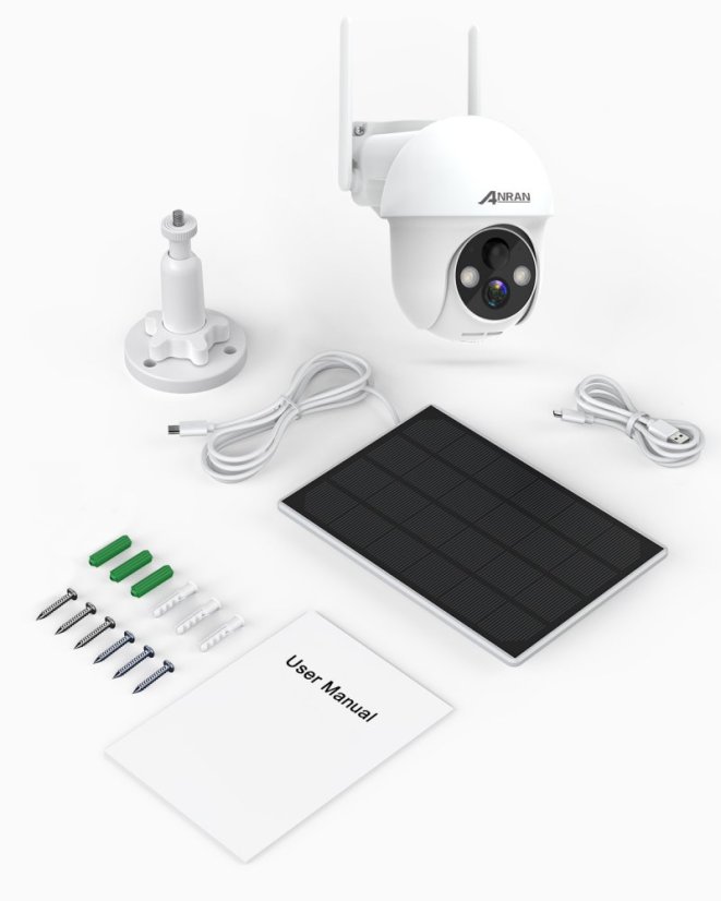 Q01 3MP Wi-Fi Bezpečnostní Kamera s Dobíjecí Baterií a 3W Solárním Panelem