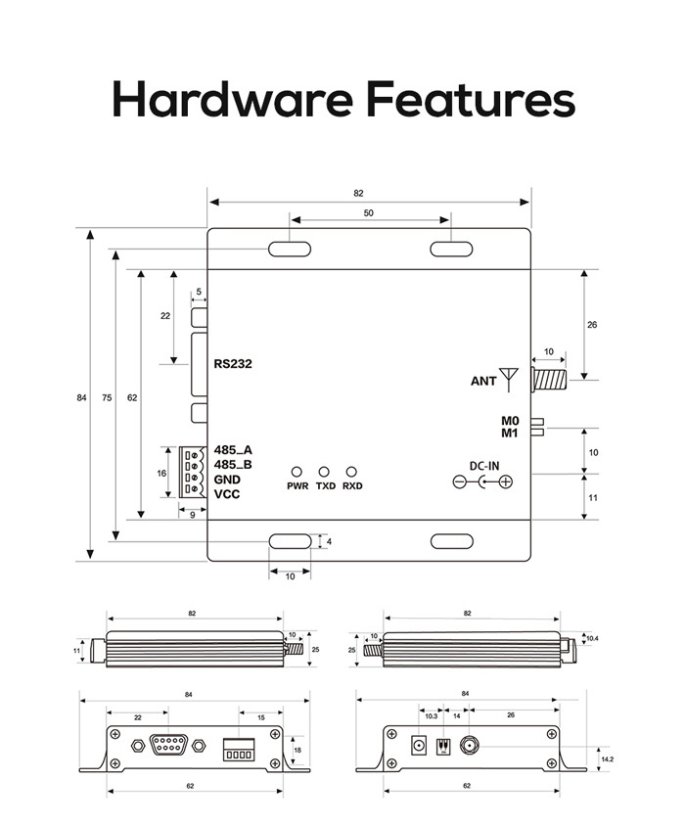 E90-DTU L-série LoRa datová přenosová stanice - Model: E90-DTU(433L33)-V8