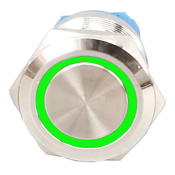 LED tlačítkový spínač 12-24V, 3A, 19mm, IP66