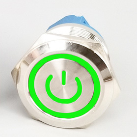 LED tlačítkový spínač 12-24V, 3A, 19mm, IP66