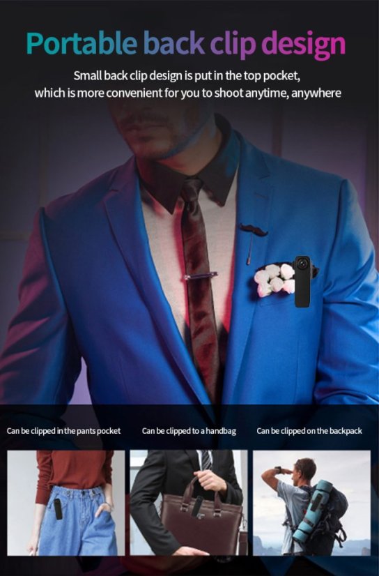 A18 body kamera s klipem a 1080p záznamem