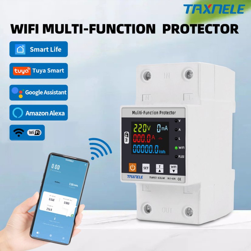 TVPS1-63LW Tuya WiFi Intelligent Surge and Under-Voltage Protection 63A