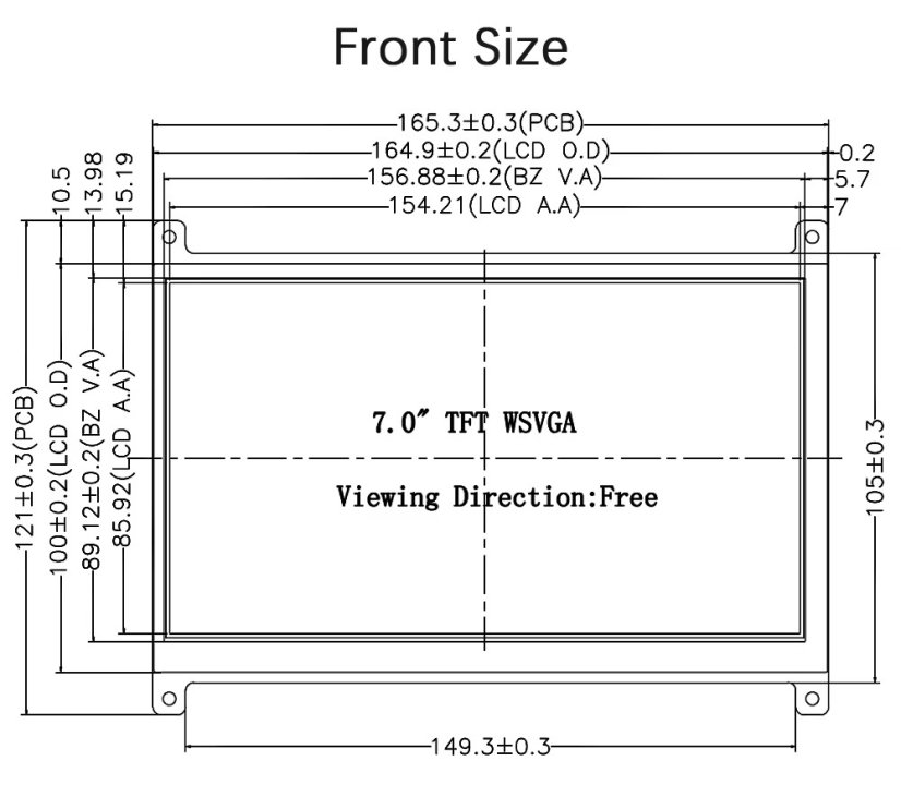 7" IPS 1024x600 HDMI LCD Display Module for Raspberry Pi | WKS70WSV023