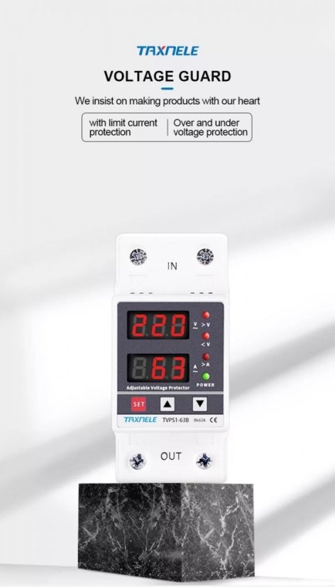 Relé TVPS1-63C pro přepěťovou ochranu, DIN