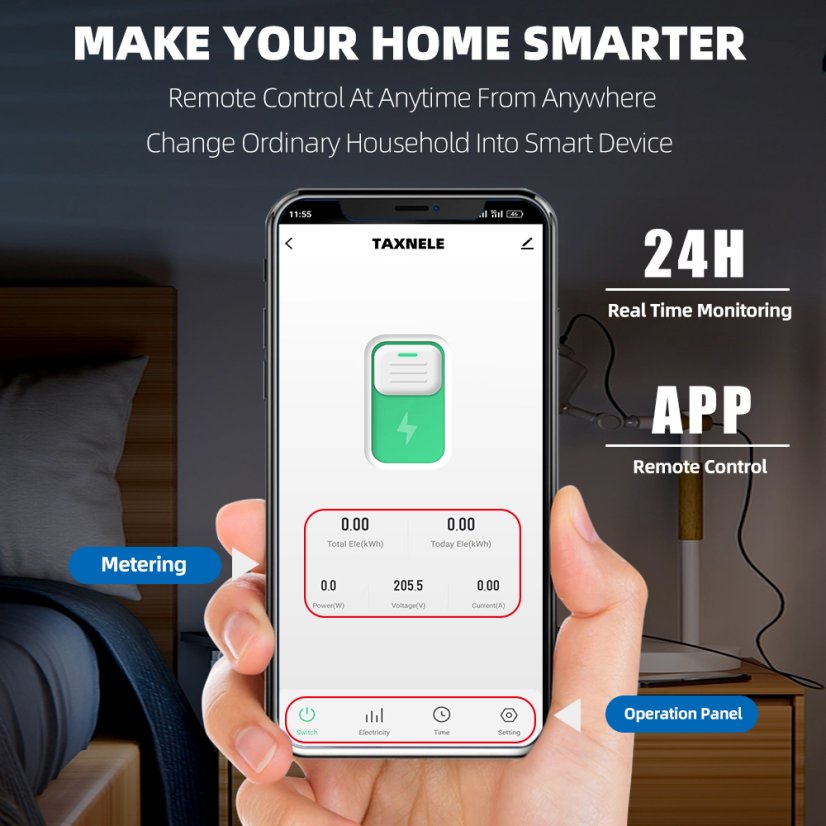 63A 1P+N WIFI Smart Switch a Elektroměr KWh