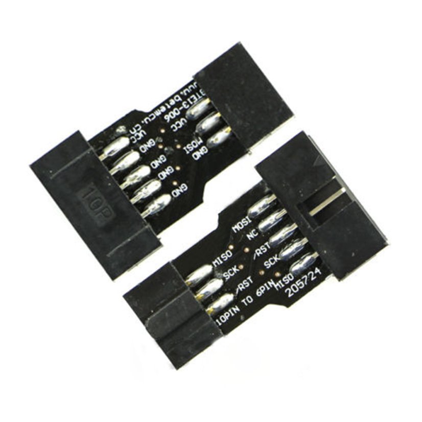 10-pin to 6-pin adapter for AVRISP, USBASP and STK500