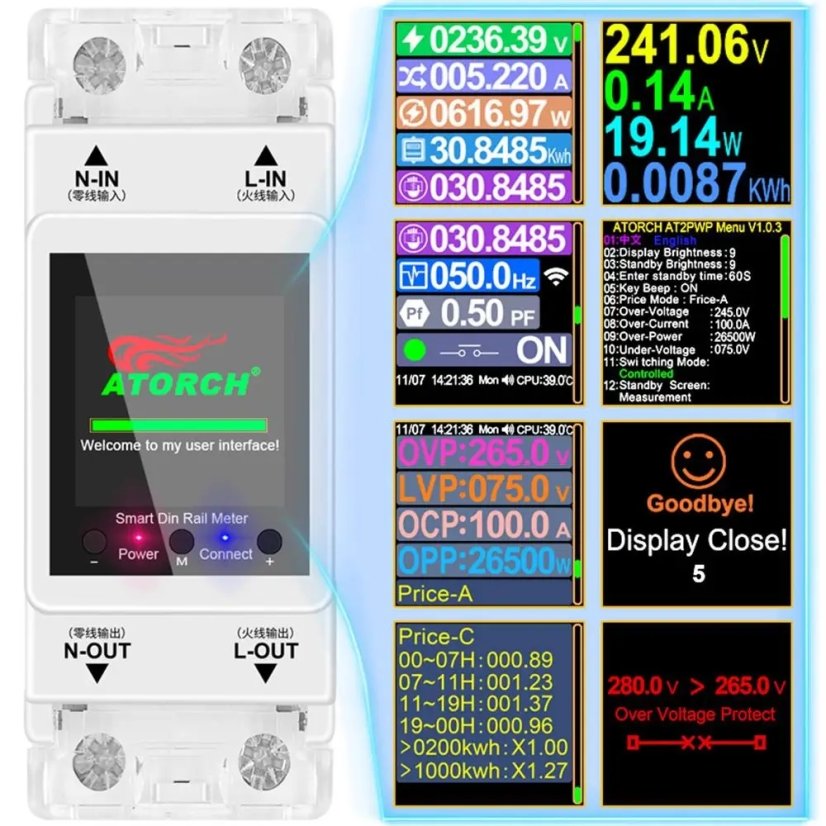 AT2P Tuya WIFI Smart Switch and Energy Meter AC 220V 100A