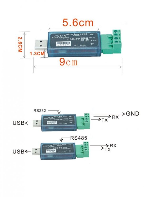 USB převodník RS485/RS232 pro PC