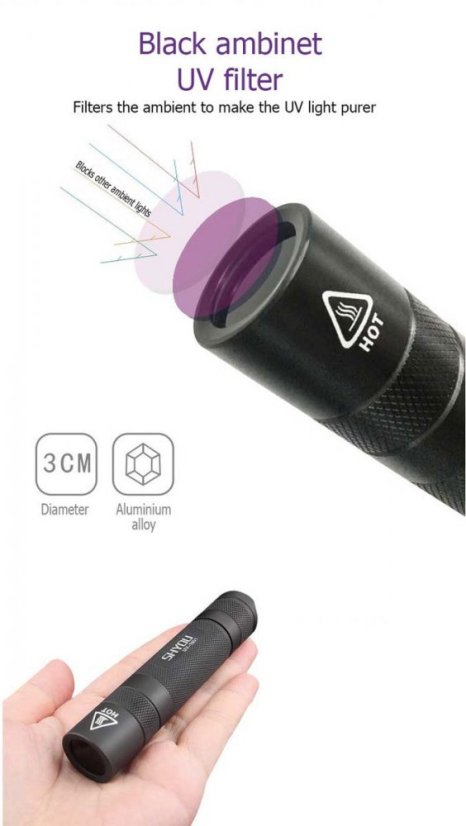 5W UV 395nm Výkonná Svítilna