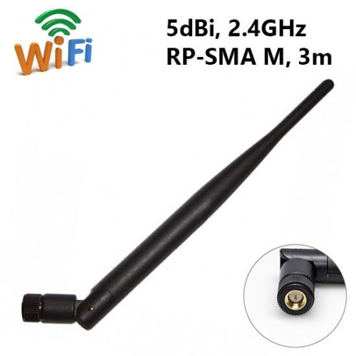 2,4GHz, 5dBi - Všesměrová WiFi Anténa - Konektor: RPSMA-M