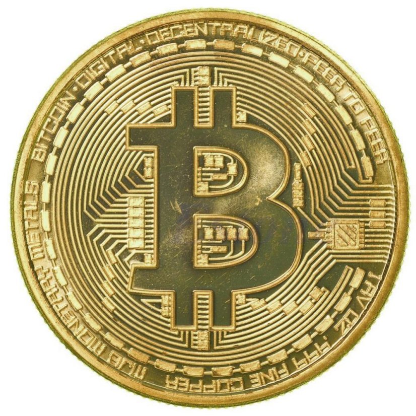 Jedna zlatá mince bitcoinu 40mm