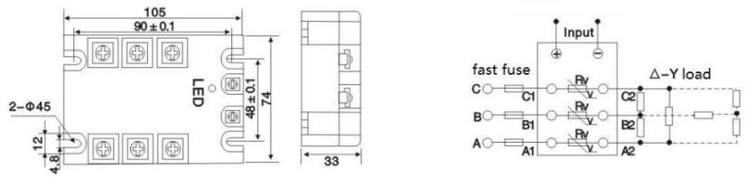 SYTH SSR 24-480V Třífázové Průmyslové Relé