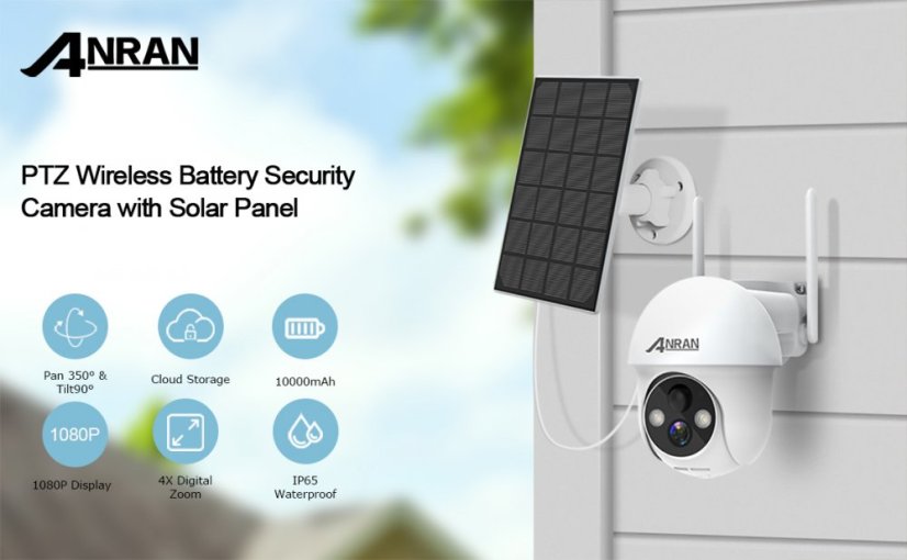 Q01 3MP Wi-Fi Bezpečnostní Kamera s Dobíjecí Baterií a 3W Solárním Panelem