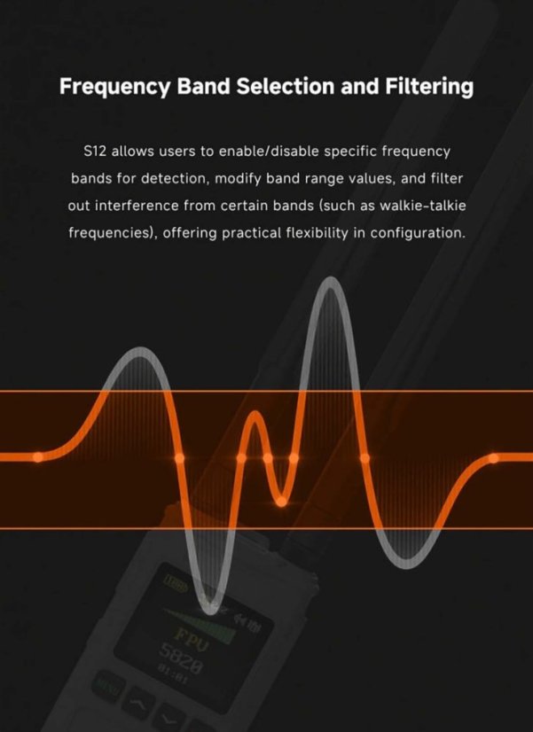 Skydroid S12 ruční detektor dronů s alarmem