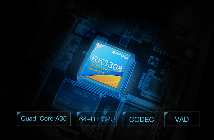 ROC-RK3308-CC 256M/8GB - Čtyřjádrová 64-bit AIoT základní deska