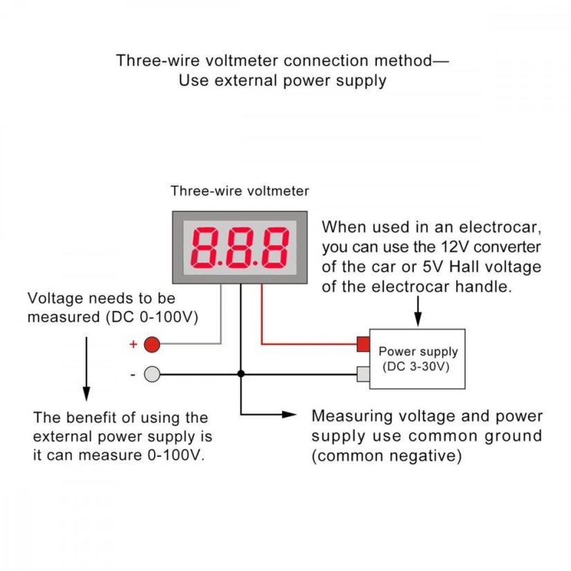 Digitální voltmetr V18D DC 0-100V 0.28'