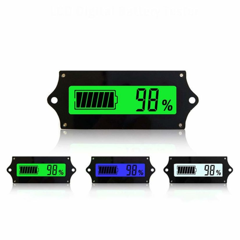 GY-6 LCD indikátor stavu baterie 12V-48V - Barva: Zelená