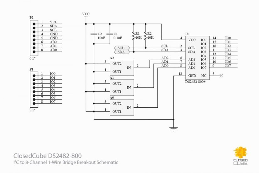DS2482-800+ I2C na 8-Channel 1-Wire Rozšiřující Deska
