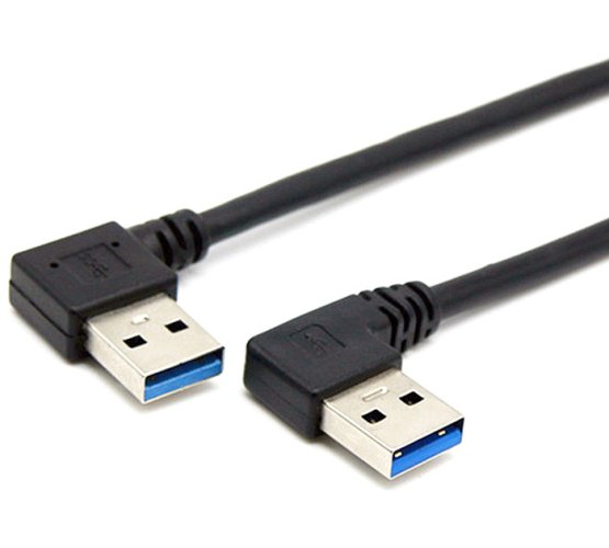 USB 3.0 prodlužovací kabel, zahnutý, samec-samec