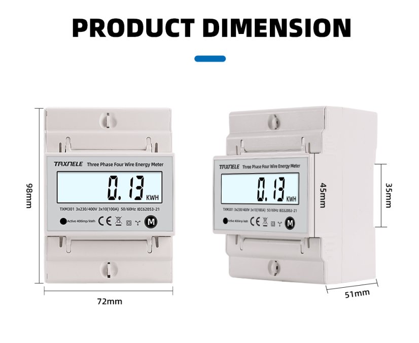 TXM301 Three-Phase Digital Electric Meter for DIN Rail