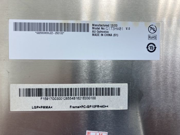 AUO G173HW01 17.3” Open Cell Displej 1920×1080, HD, LVDS