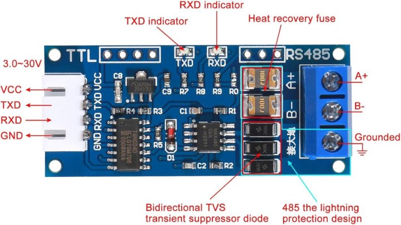 XY-485 RS485 do TTL - adaptér převodník modul