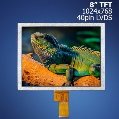 8" TFT Displej s rozlíšením 1024x768, LVDS, 40pin