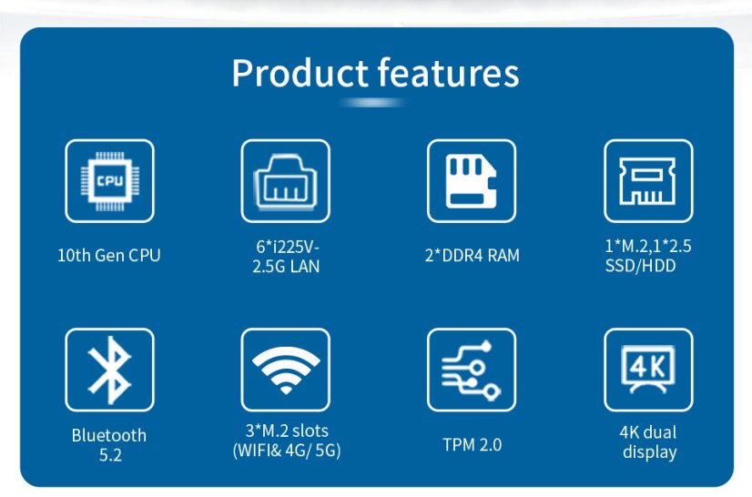 Nano N3061, 6 LAN, bez ventilátorů, průmyslový barebone počítač