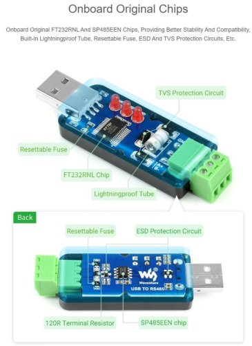 Obousměrný USB na RS485 převodník - FT232RNL - 17286