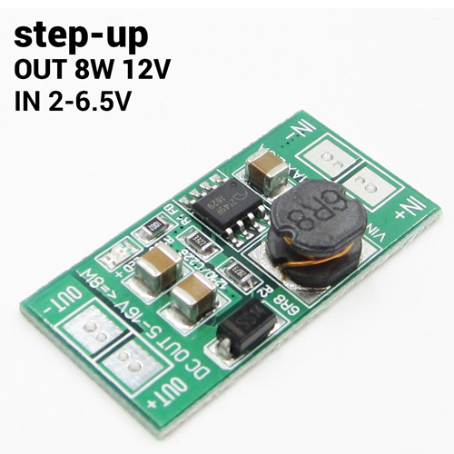 Miniaturní DC/DC step-up měnič 2V-6.5V na 12V
