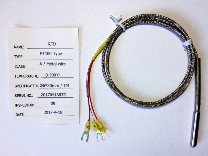 RTD Teplotní čidlo s kovovým opředením a trubkou