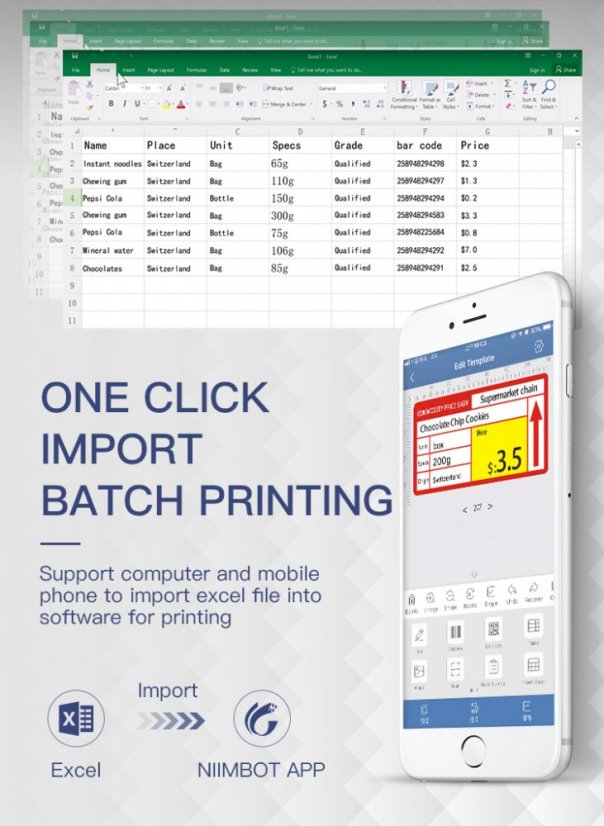 Niimbot B3S - Bezdrátová Tiskárna Štítků s Bluetooth