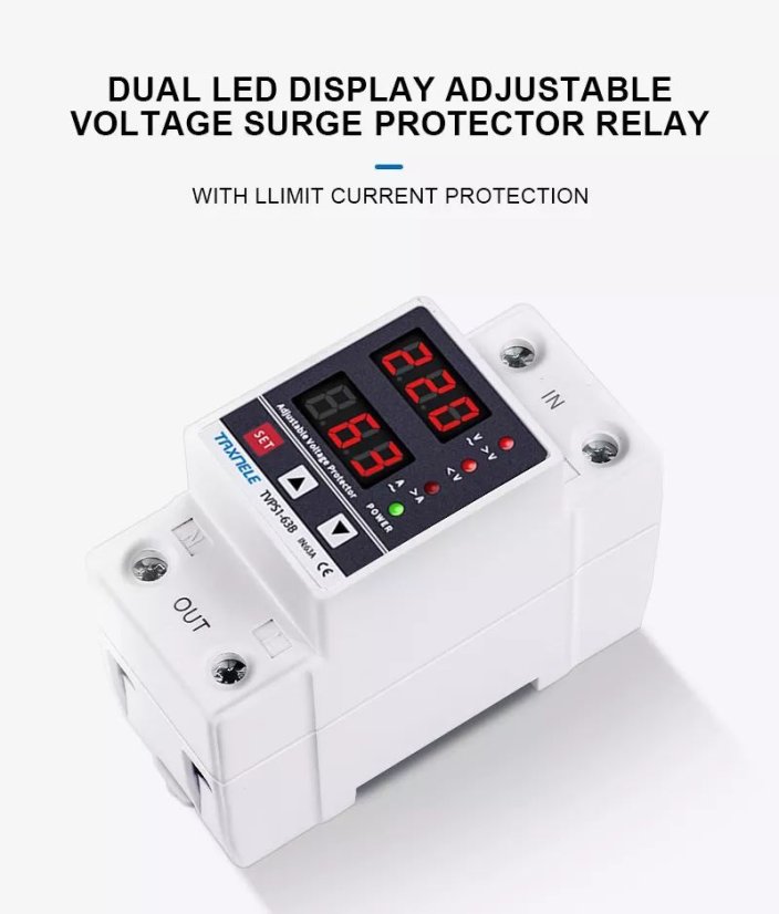 Relé TVPS1-63C pro přepěťovou ochranu, DIN